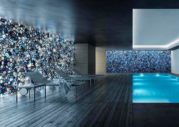 Best Semi Precious wall features and luxury wall application with Bar countertops